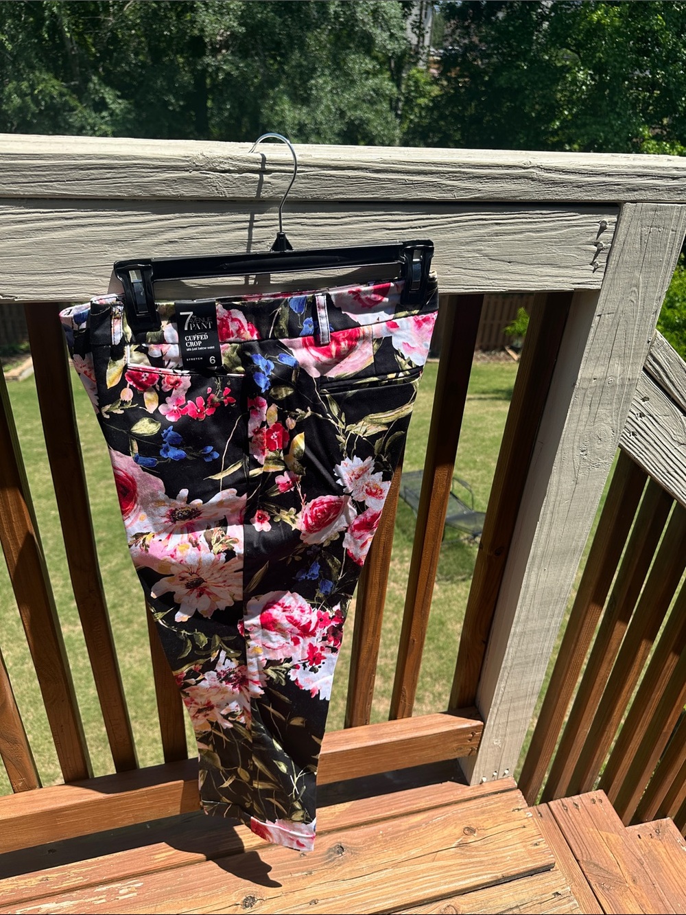 7 th Avenue Floral Straight Leg Pants - Black Multicolor ankle pants.